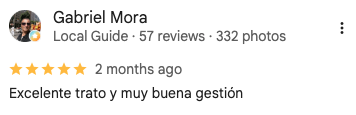 Reseña de 5 estrellas de Gabriel Mora en Google Maps sobre Seguros y Ahorro