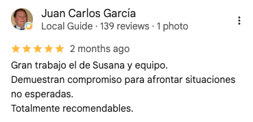 Reseña de 5 estrellas de Juan Carlos García en Google Maps sobre Seguros y Ahorro