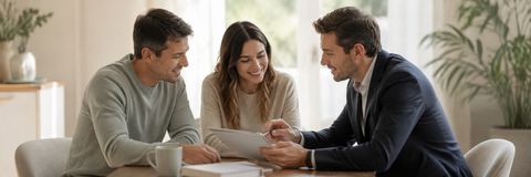 Clientes conversando con su asesor sobre su plan